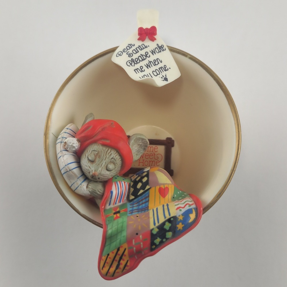 1988 Enesco Cozy Cup Home Sweet Home Mouse Christmas Ornament
